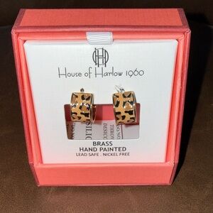 House of Harlow 1960 Animal Print Brass Earrings